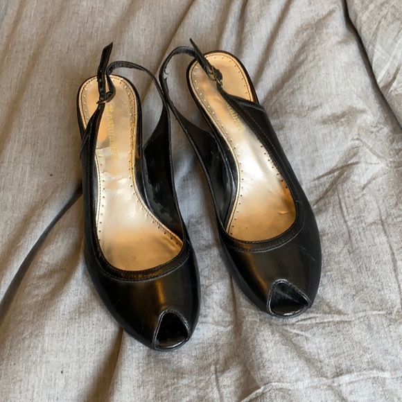 Black Slingback heels peeptoe - Picture 1 of 6